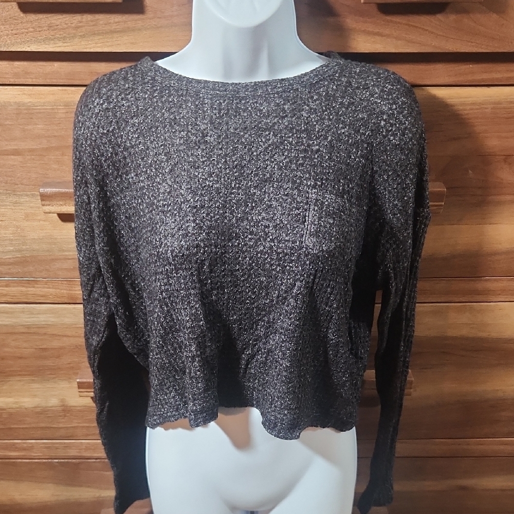 Old Navy Women's XS Classic Oversize Long Sleeve Knit Top - Charcoal